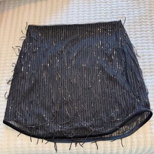 Avec Les Filles Black Sequin Mini Skirt